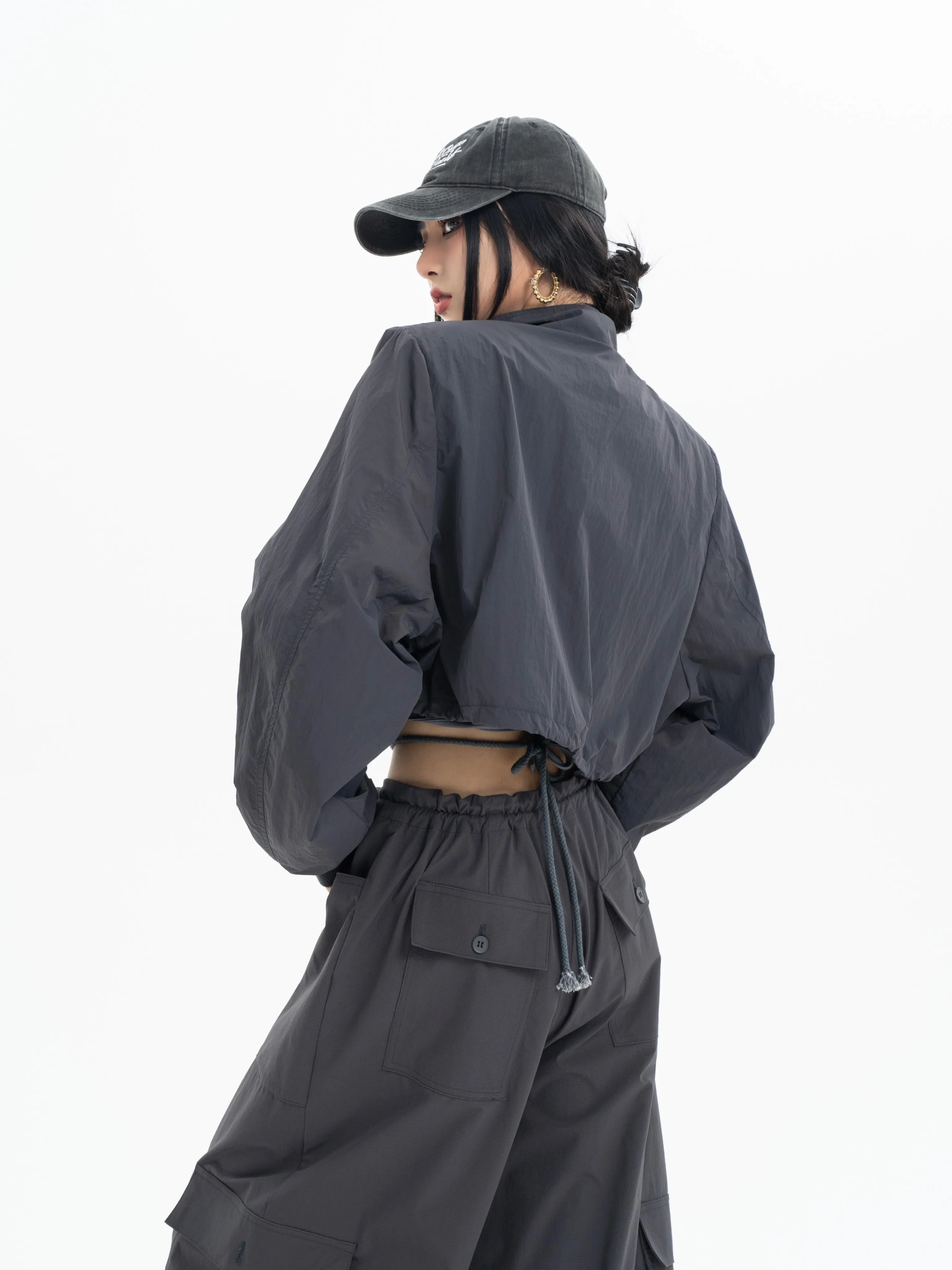 Cropped Flap Pocket Windbreaker