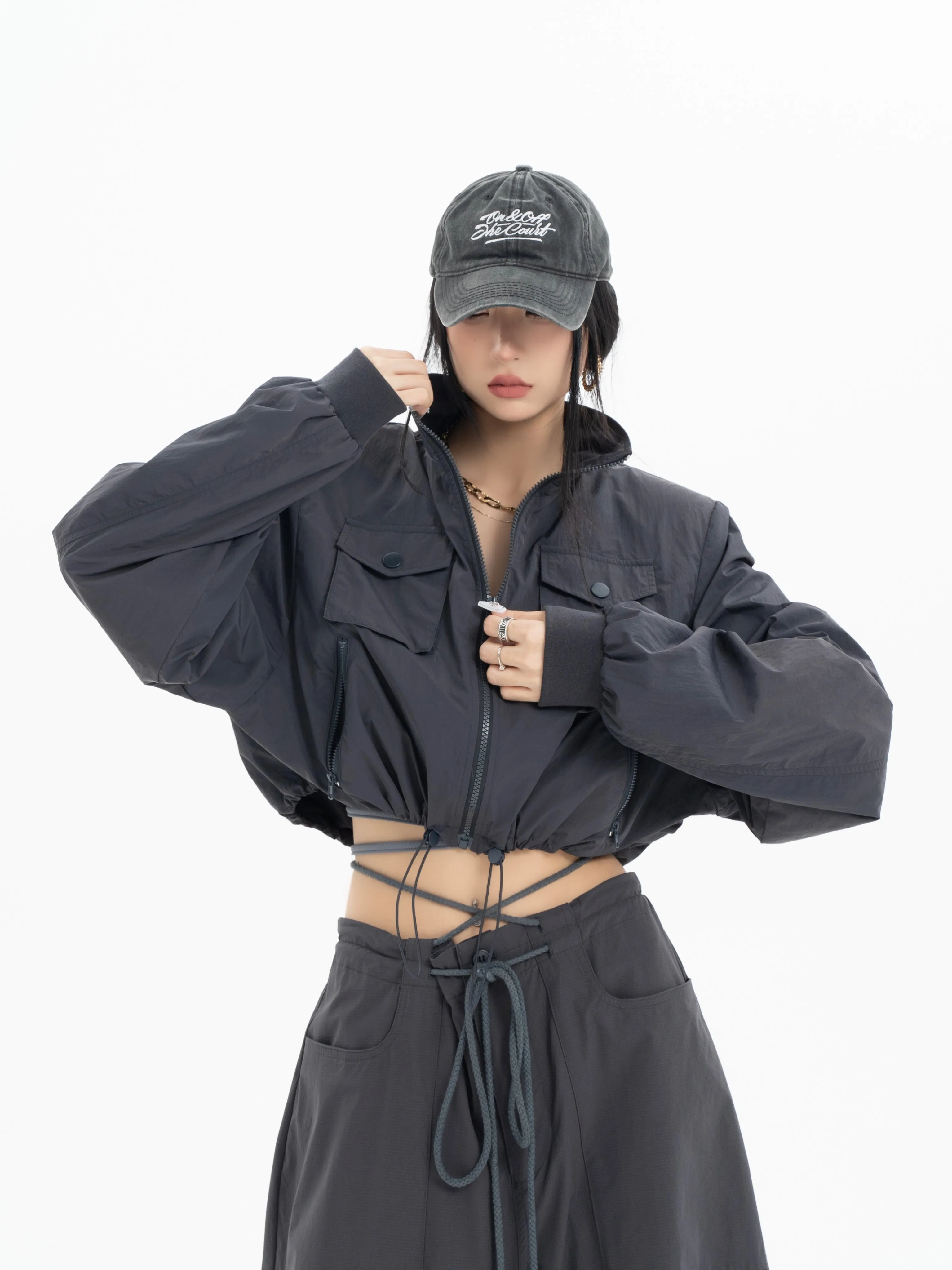 Cropped Flap Pocket Windbreaker