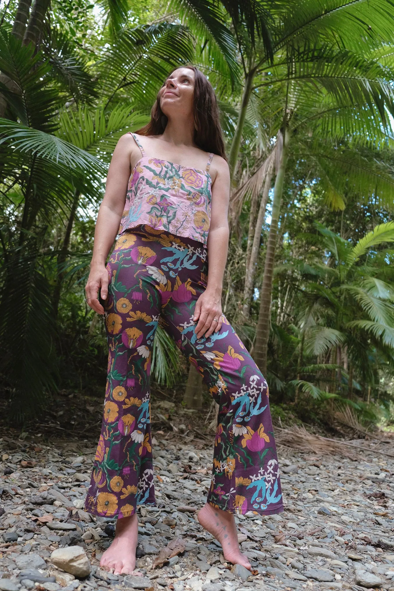 Cropped Flares - Witch's Garden - Plum