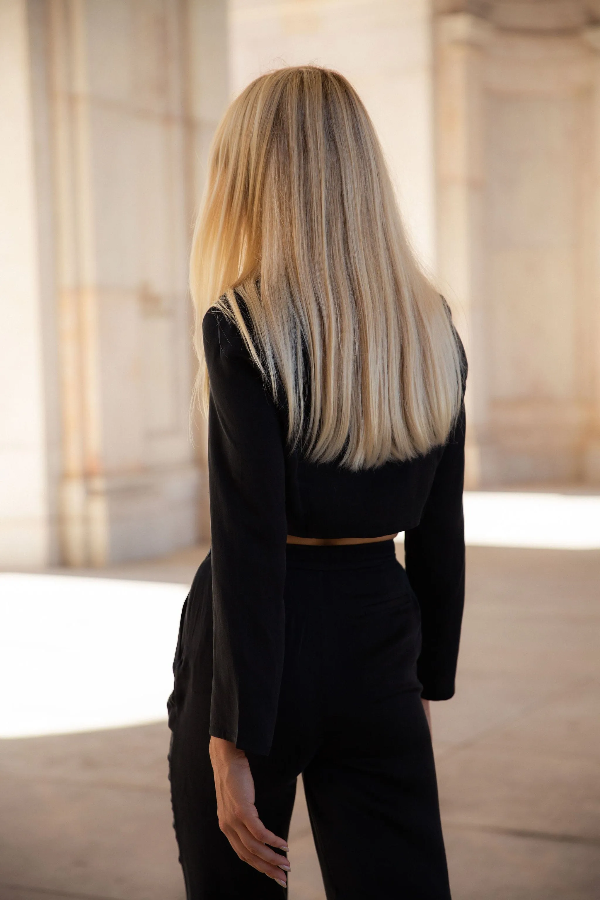 Cropped Silk Blazer