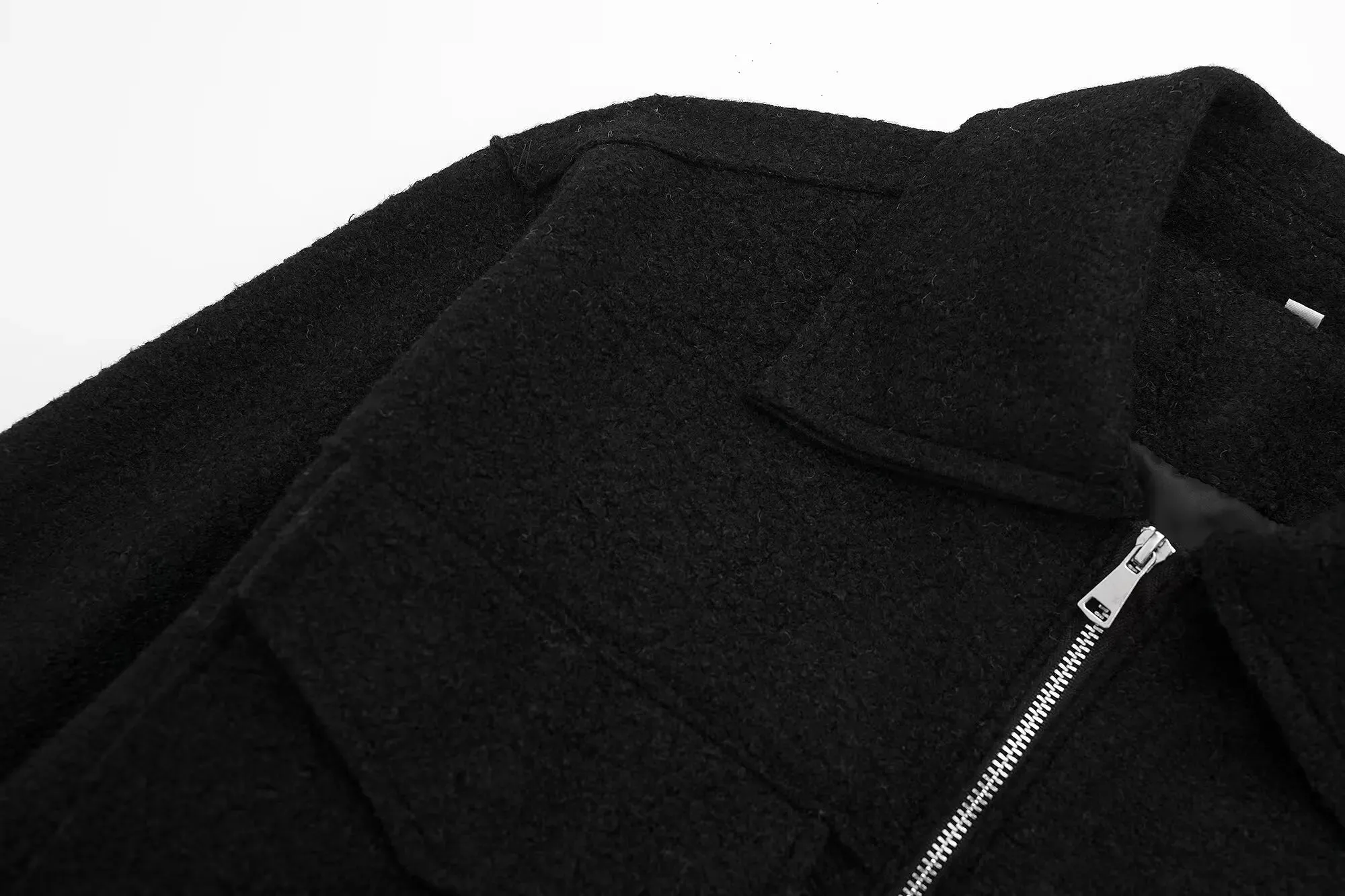 Cropped Wool Jacket Flapper Utility Outerwear