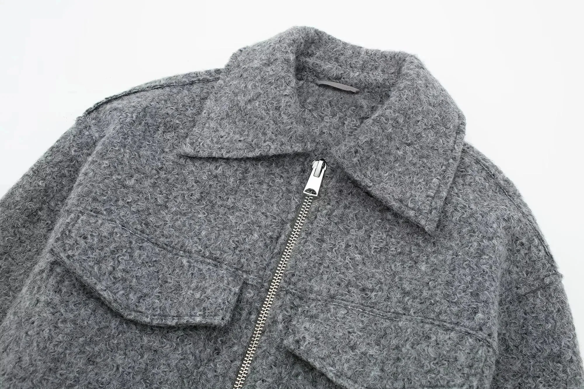 Cropped Wool Jacket Flapper Utility Outerwear