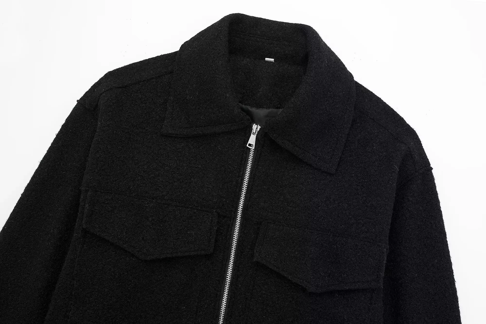 Cropped Wool Jacket Flapper Utility Outerwear