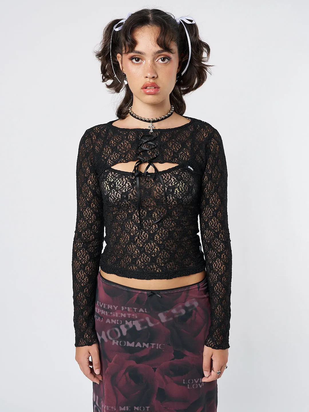 Dahlia Black Shrug & Cami Top Lace Set