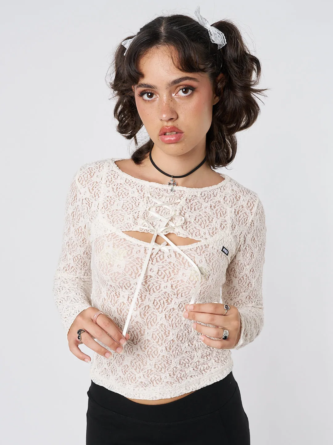 Dahlia Cream Shrug & Cami Top Lace Set