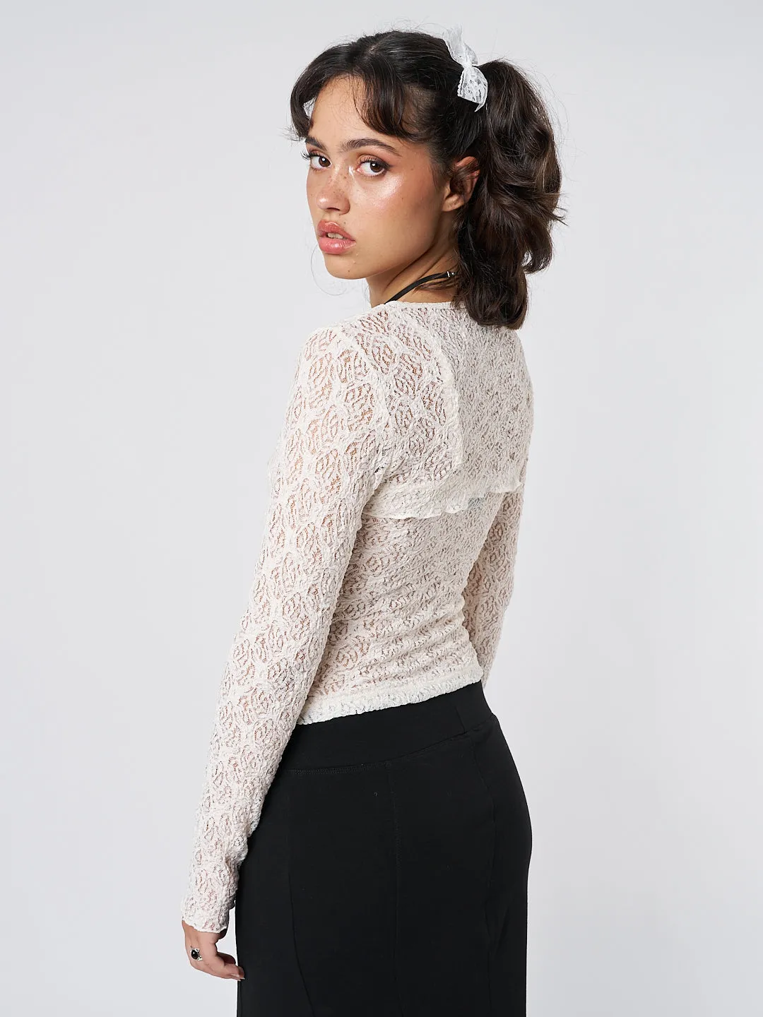 Dahlia Cream Shrug & Cami Top Lace Set