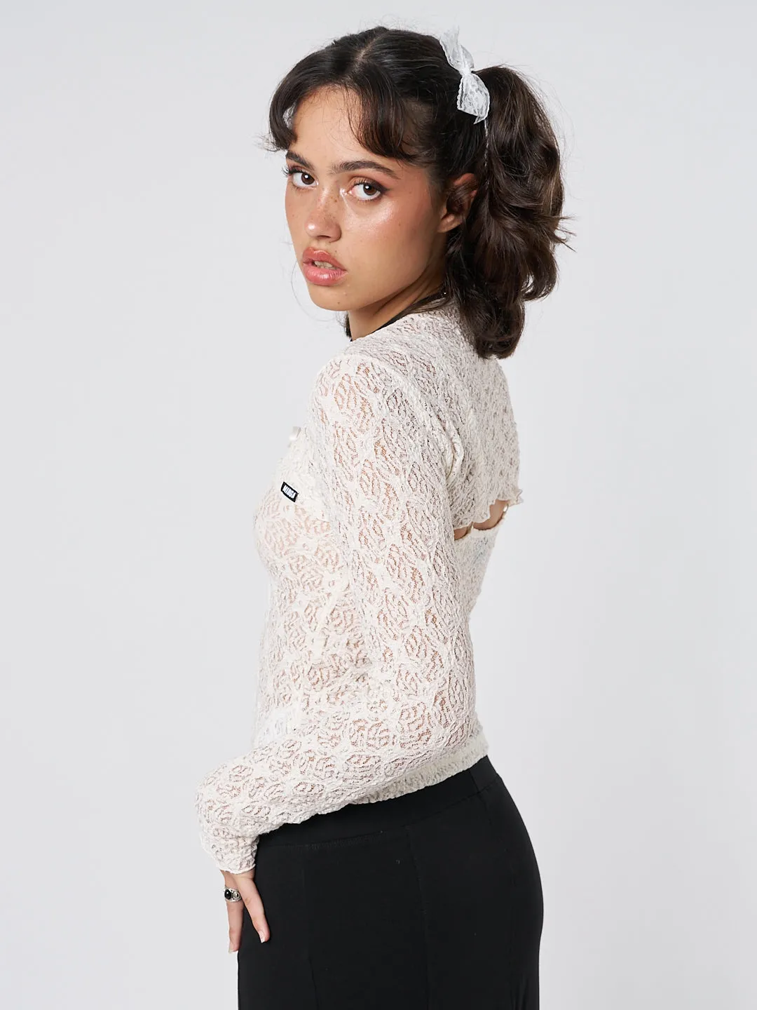 Dahlia Cream Shrug & Cami Top Lace Set