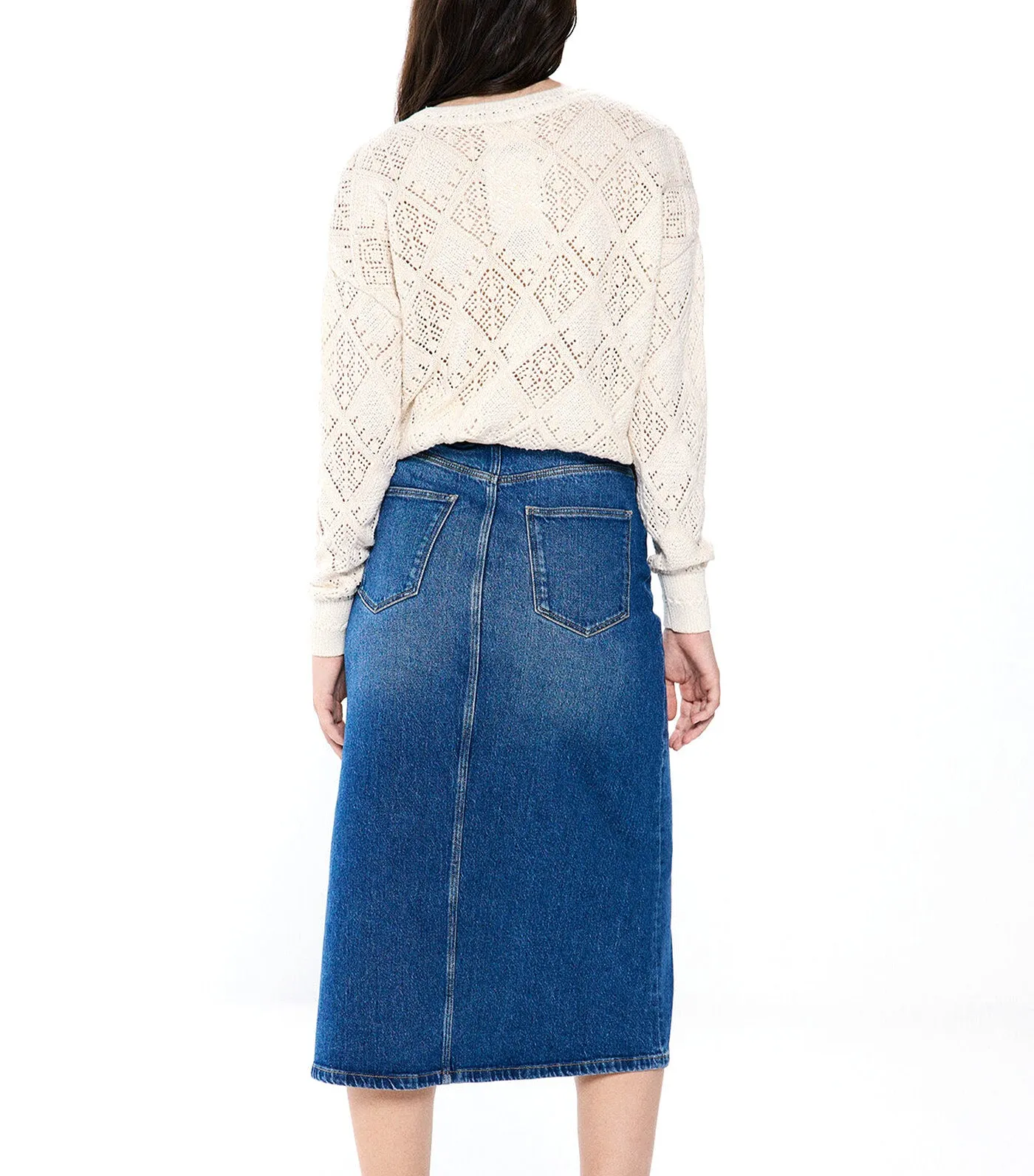 Denim Midi Skirt Blue