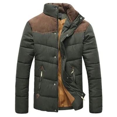 DIMUSI Men Warm Casual Parkas Cotton Stand Collar Winter Coats