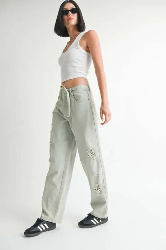 Distressed Wide Leg Pants