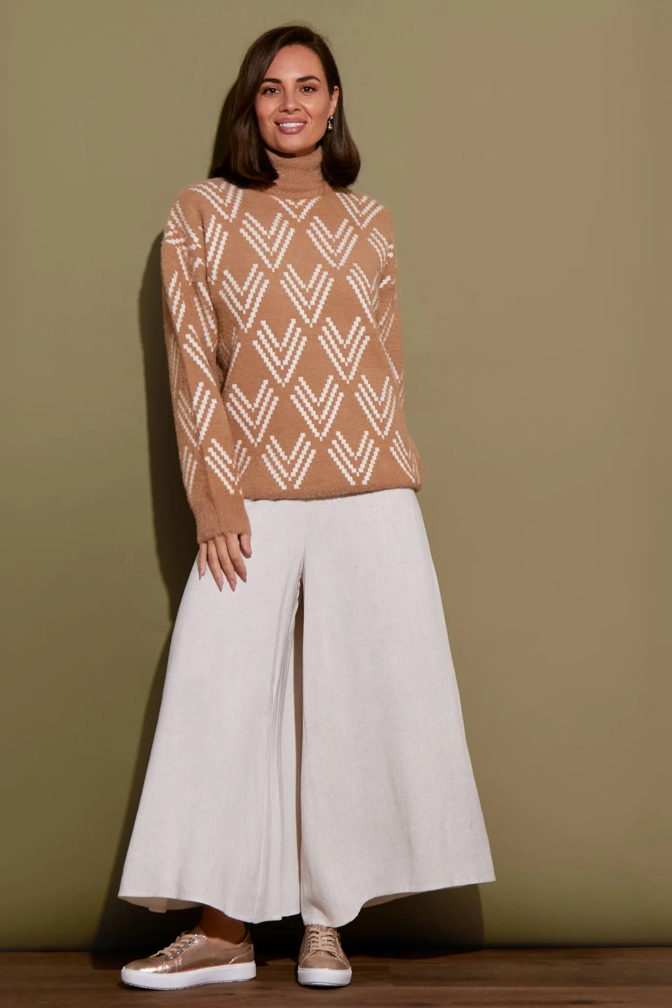 Elizabeth Wide Leg Pants - Flax