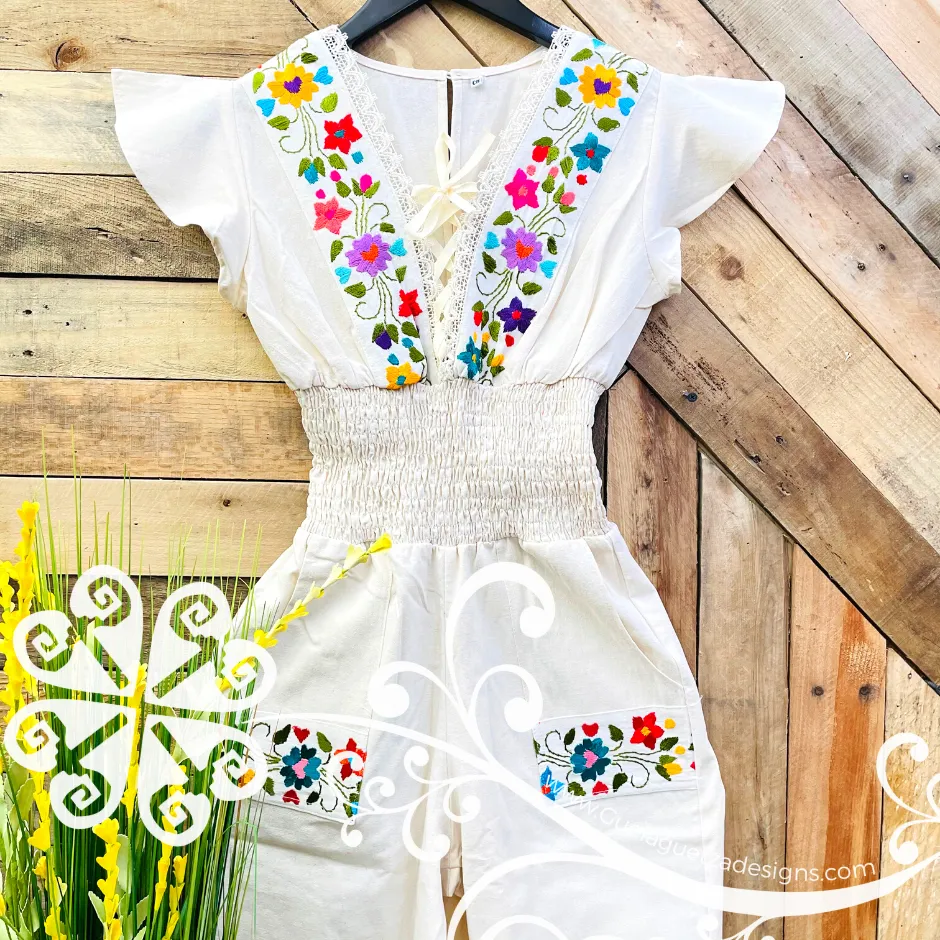 Embroider Mariposa Palazzo - Jumpsuit