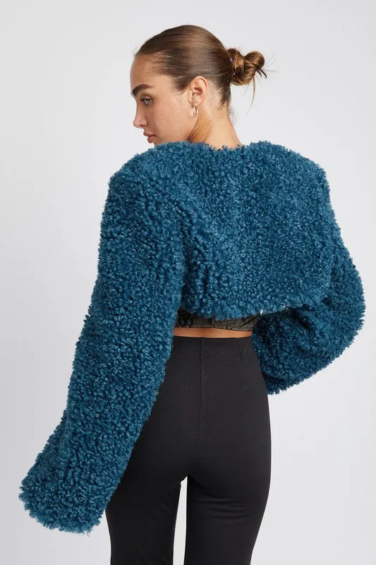 Faux Fur Long-Sleeved Alisaah Shrug Jacket