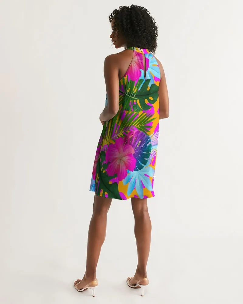 Floral Tropical Halter Dress