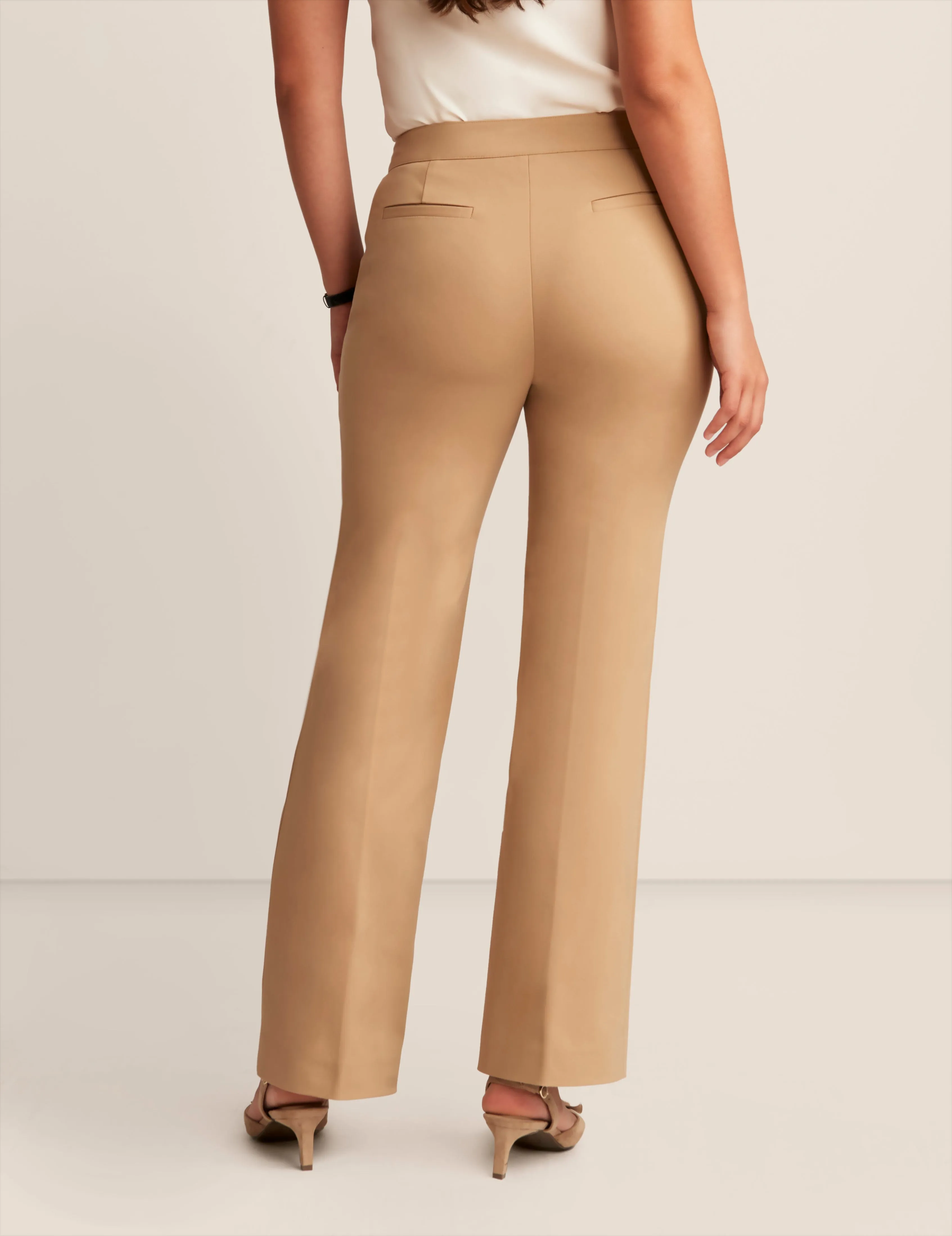 Fly Front High Rise Wide Leg Pant