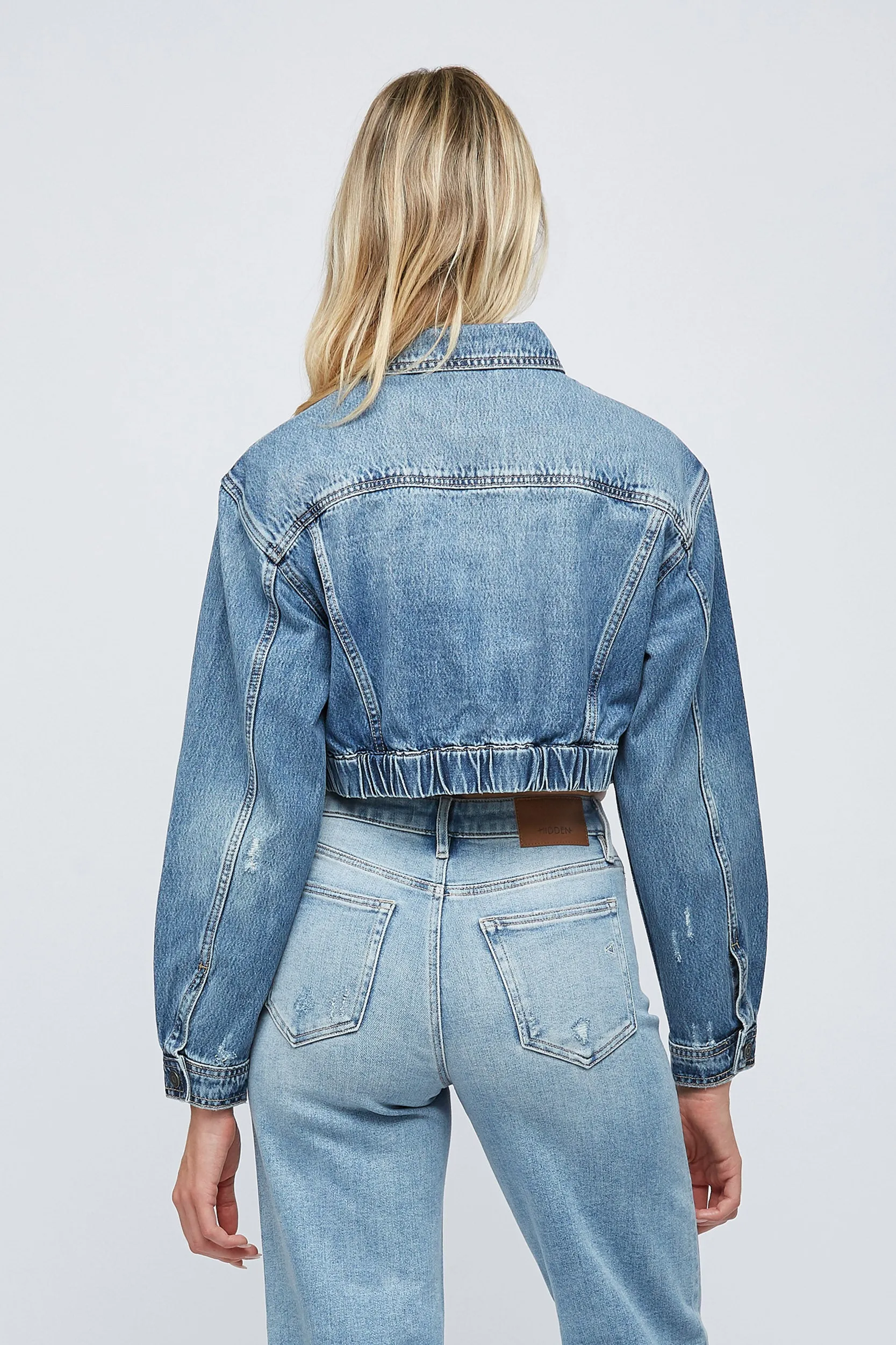 Front Pocket Cropped Denim Jacket