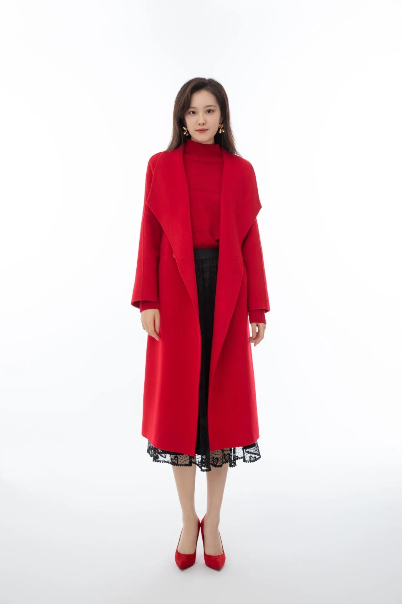 Garnet Wool Oversized Long Overcoats