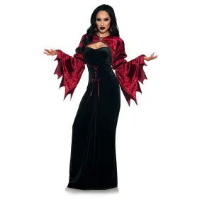 Gothic Vampiress Costume for Adults, Long Black Dress