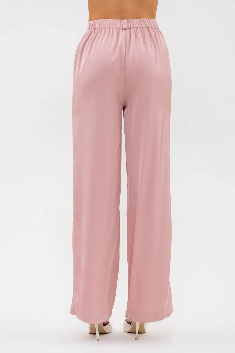 HIGH WAIST SATIN WIDE LEG DRESS PANTS