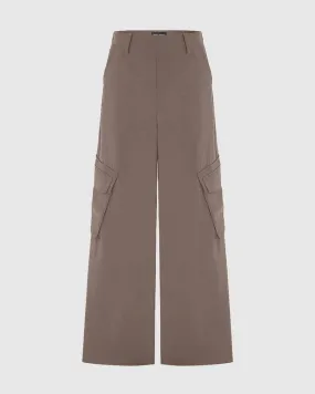 High Waisted Pocketed Cargo Pants In cappuccino