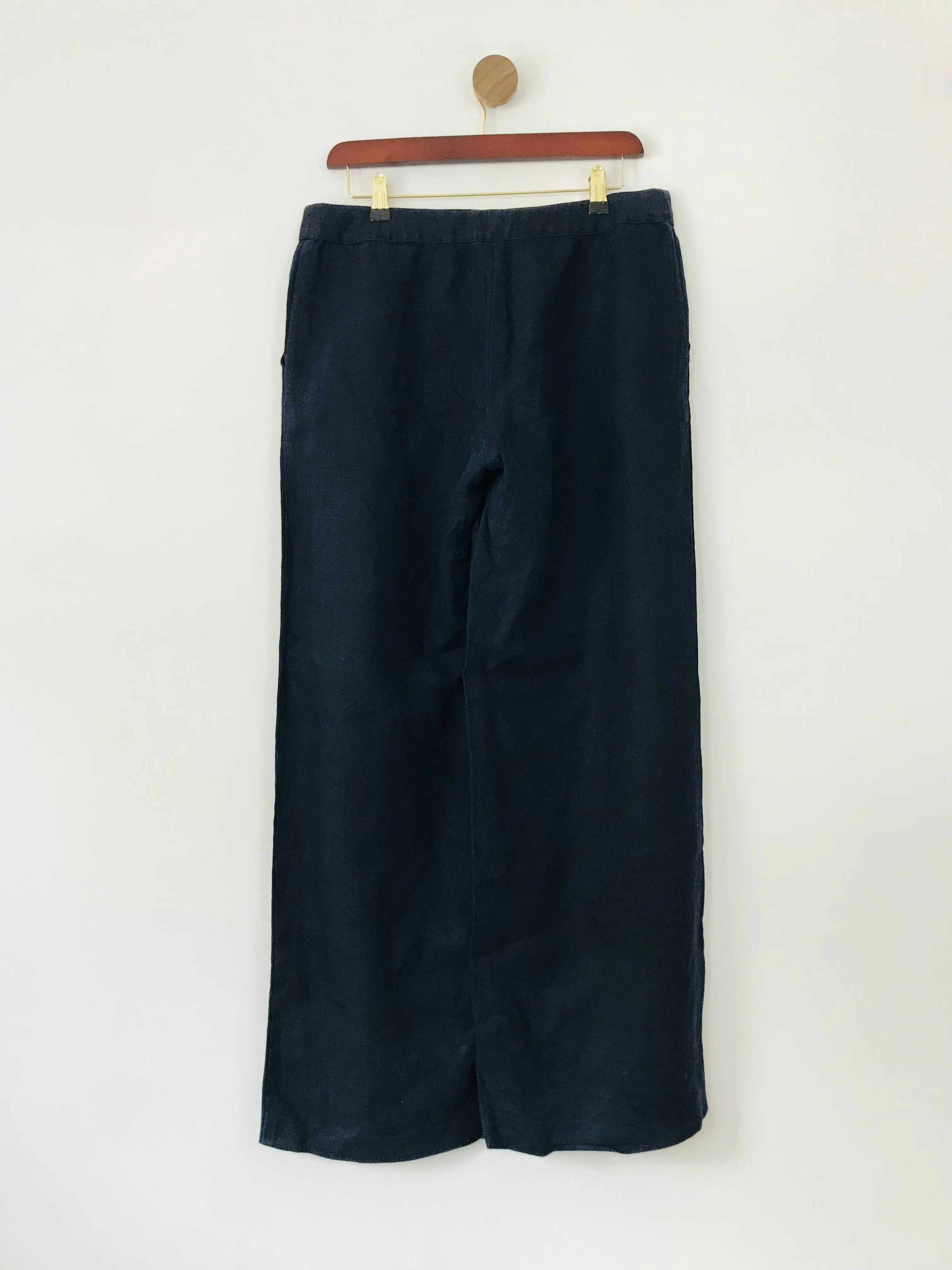 Hobbs Women's Linen Wide Leg Trousers | UK12 | Blue