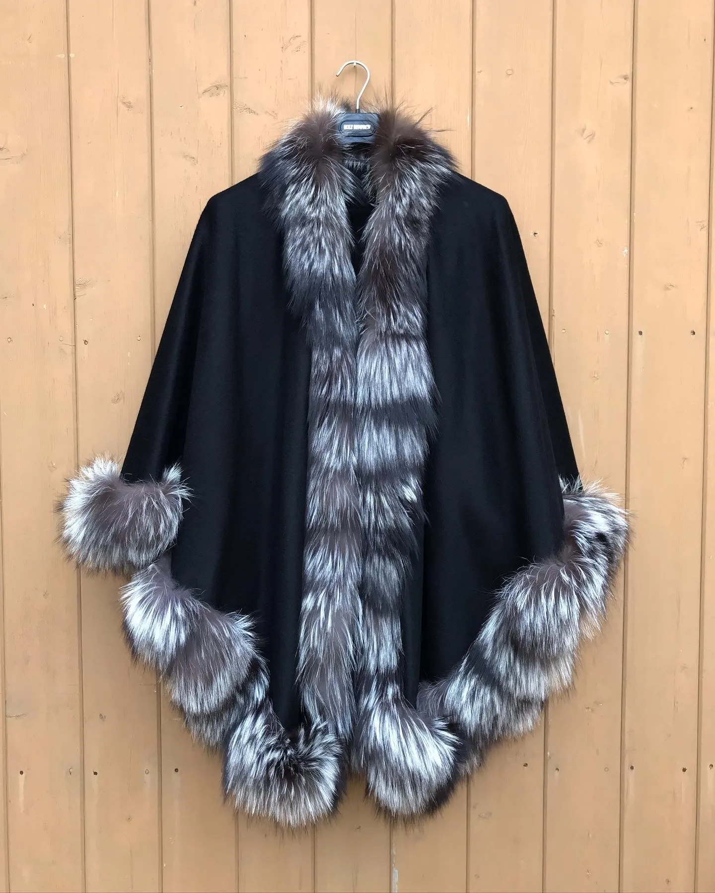 HOLT RENFREW Fox Fur Trim Poncho