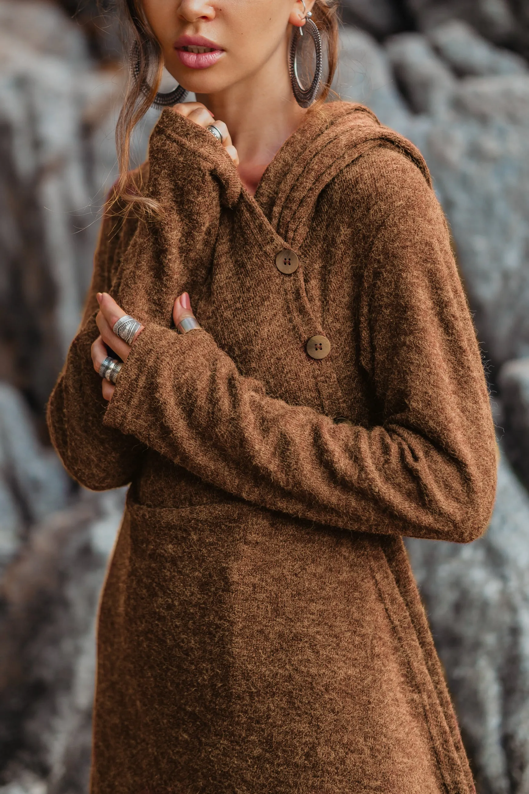 Hooded Sweater Amita Caramel