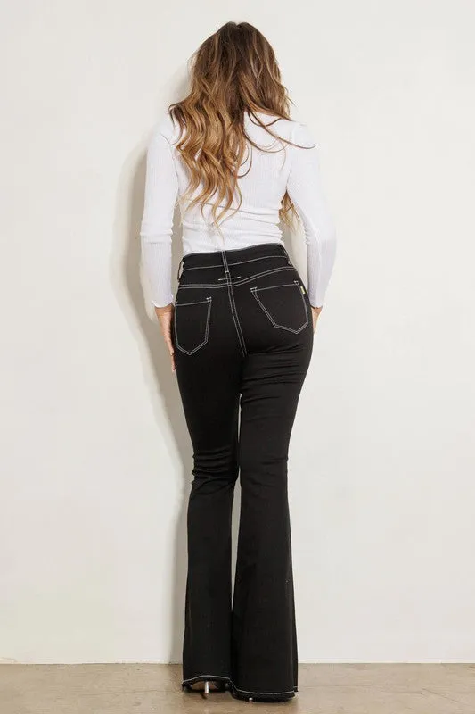 Hot Mama Flare Leg High Rise Jeans