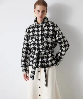 Ipekyol Hounds Tooth Pattern Coat White