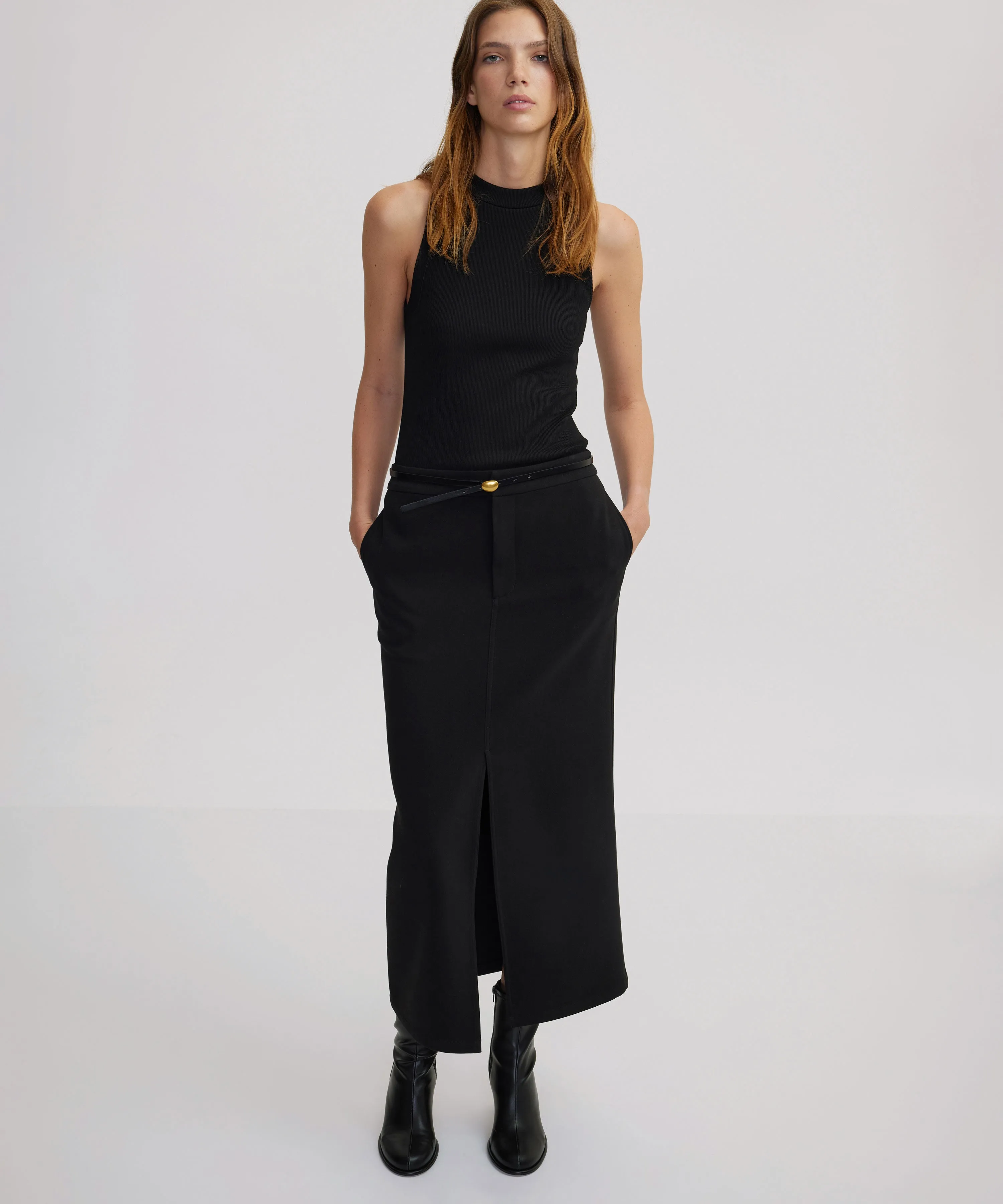 Ipekyol Straight Cut Midi Skirt Black