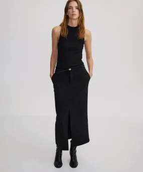 Ipekyol Straight Cut Midi Skirt Black