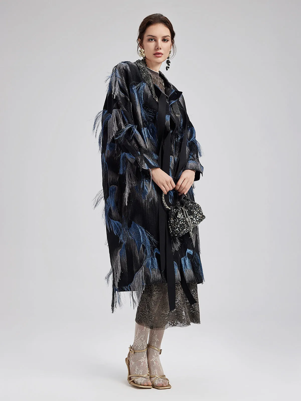 Italian Tassel Beaded Wool Coat