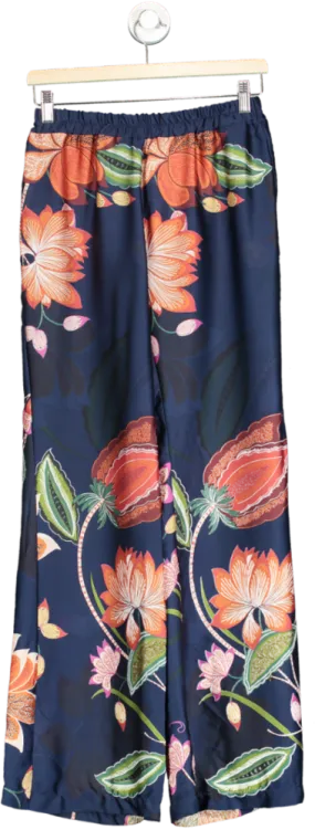 James Lakeland Blue Floral Print Trousers UK 8