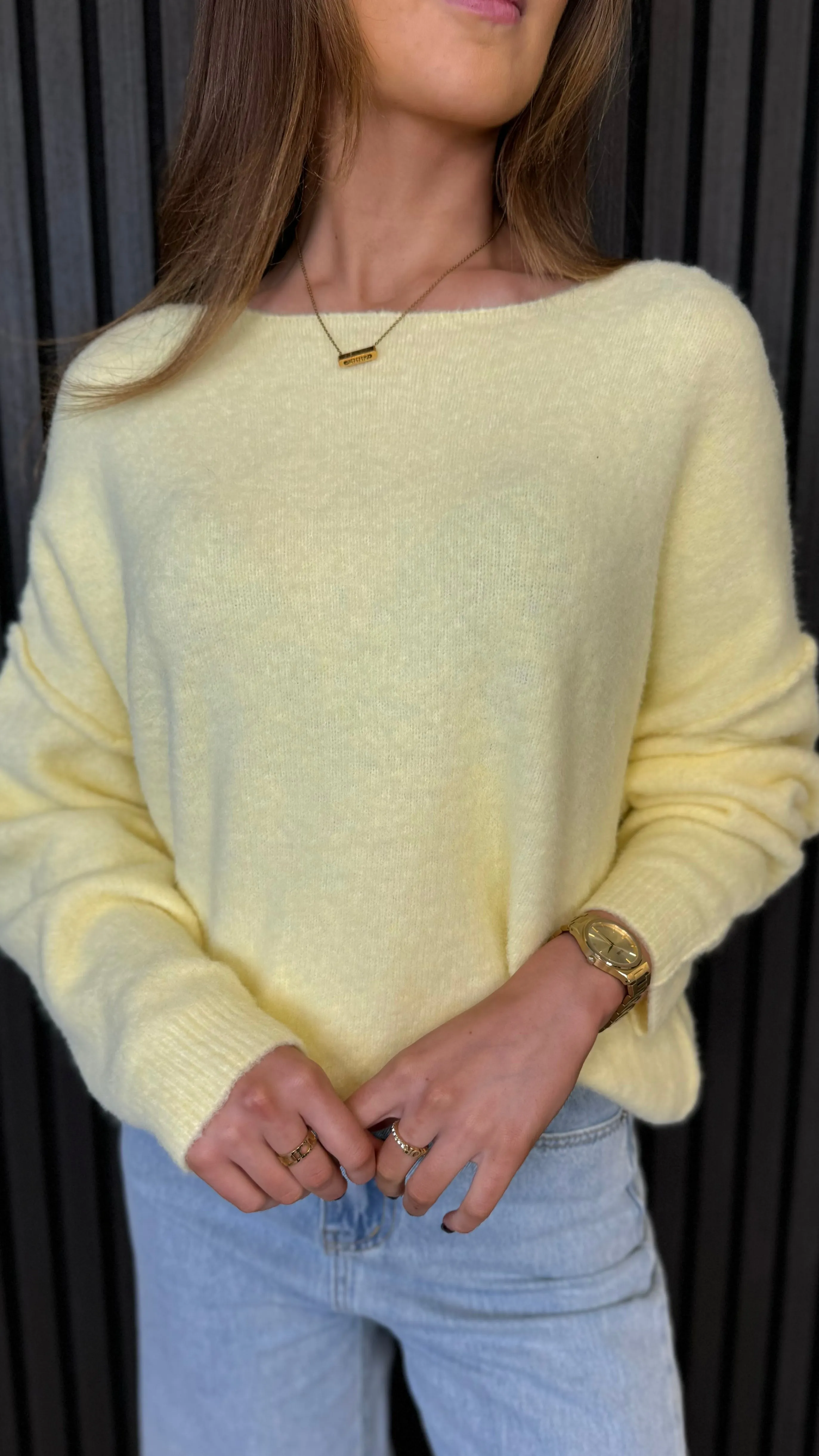 Joanne Yellow Knit Detail Jumper