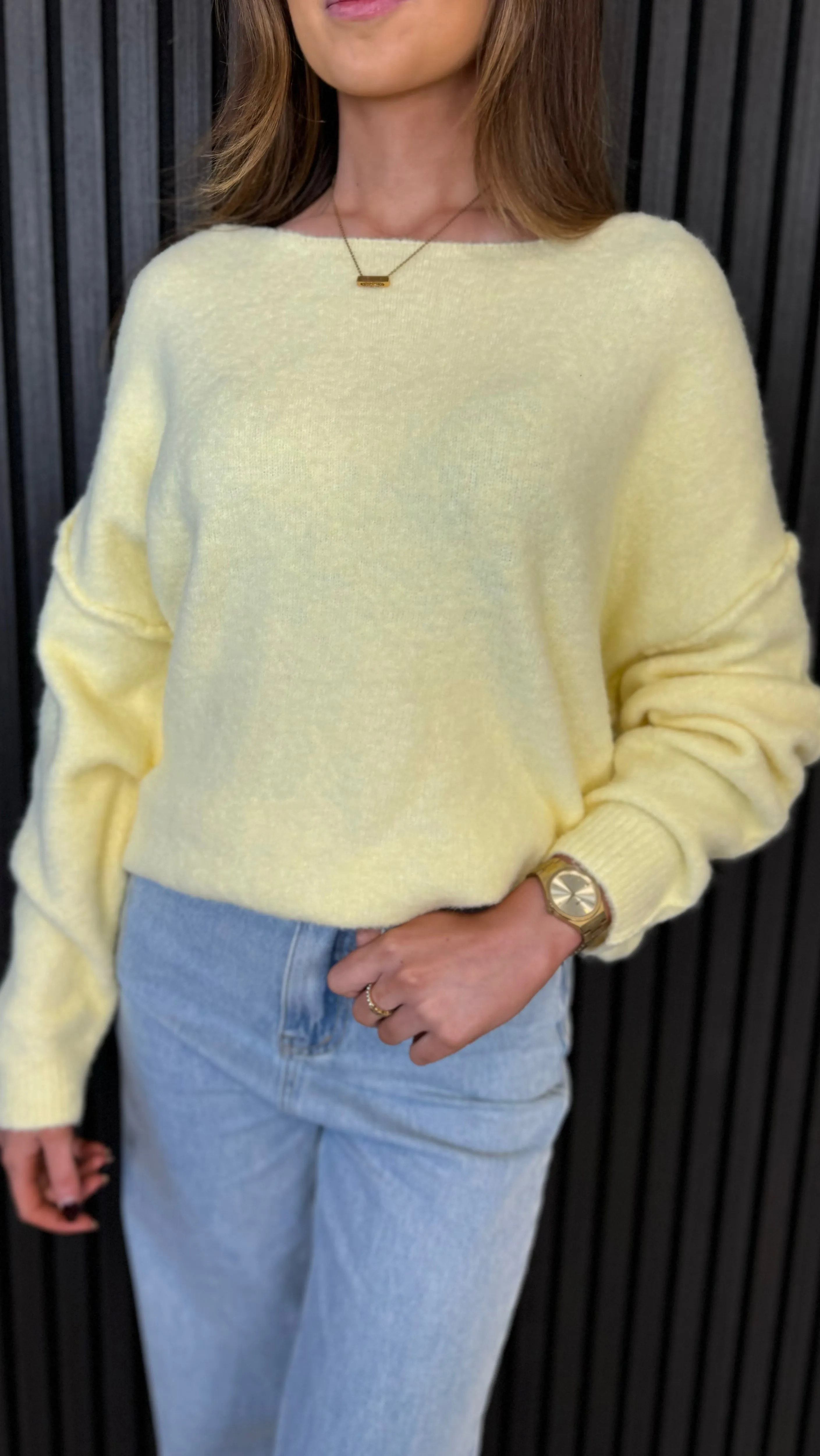 Joanne Yellow Knit Detail Jumper