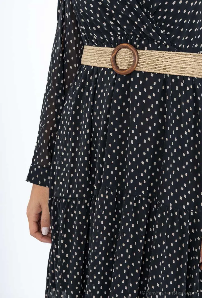 Julia Polka Dot Crossover Dress | Black & White