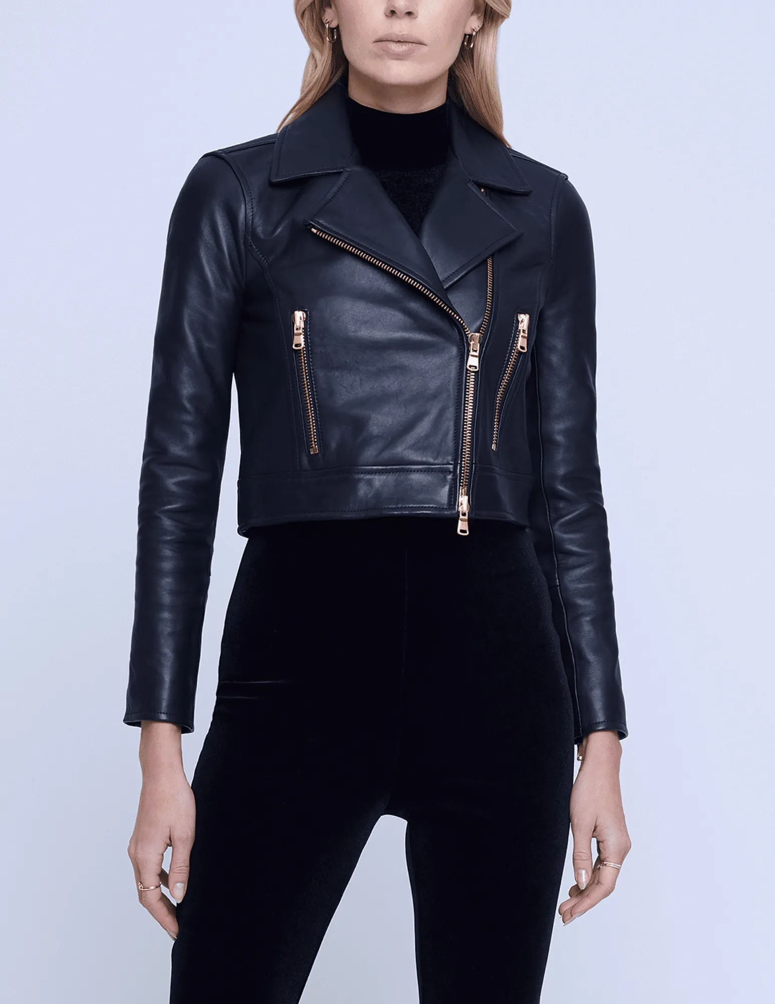 L'Agence Onna Cropped Biker Jacket