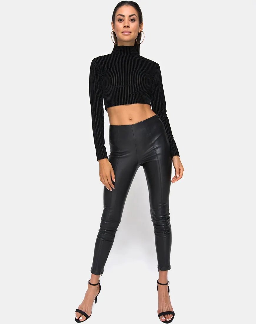 Lara Crop Top in Black Sheer Stripe