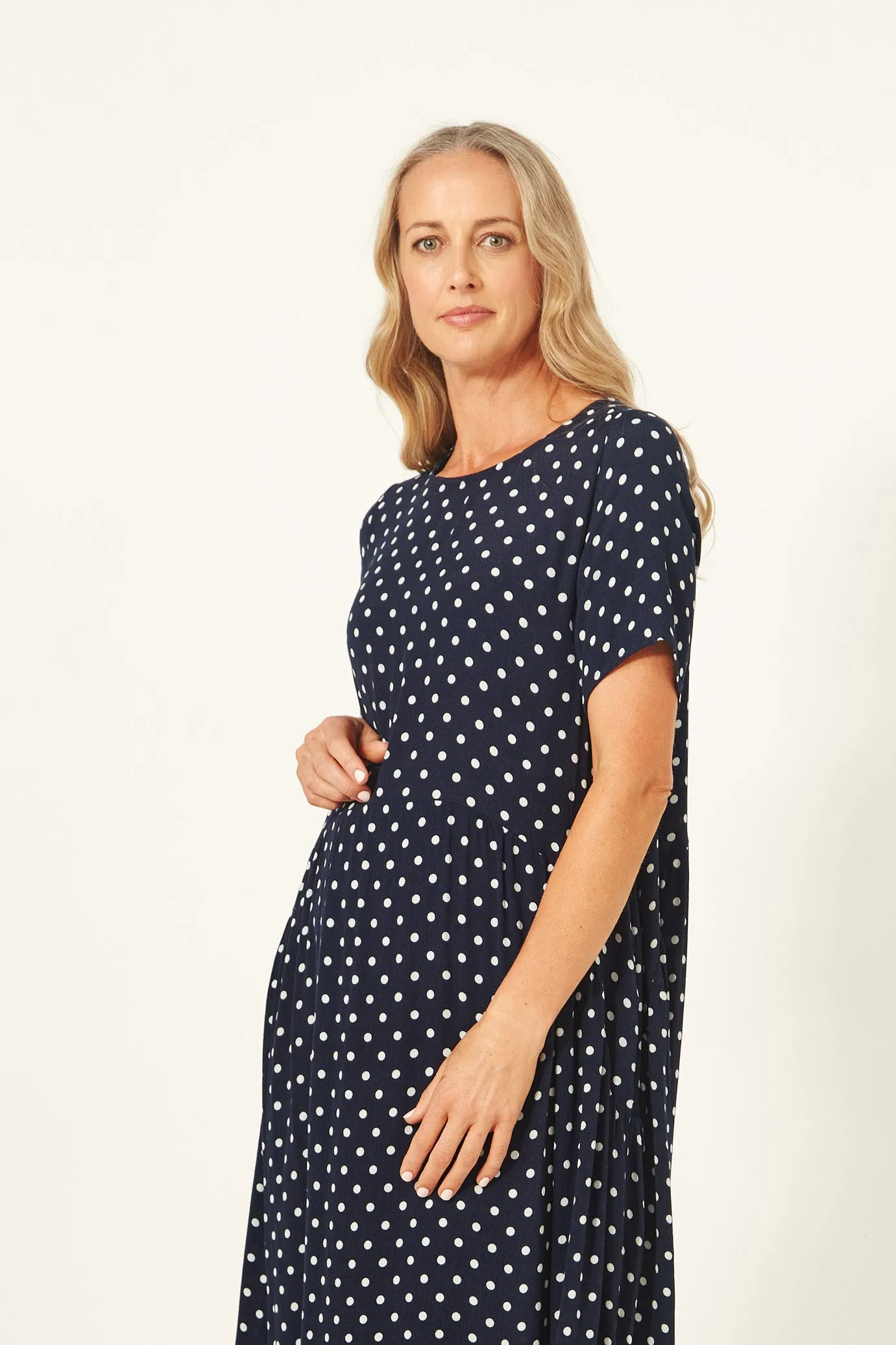 Lemon Tree Design Monroe Dress Polkadot - Navy