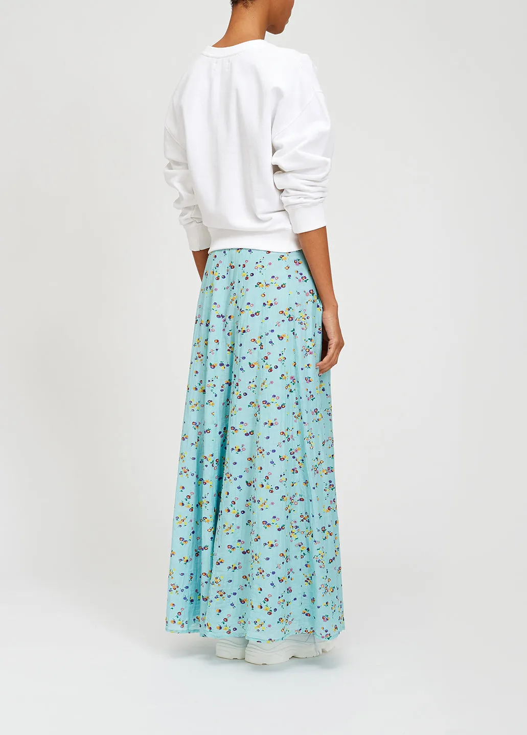 Light blue floral midi skirt