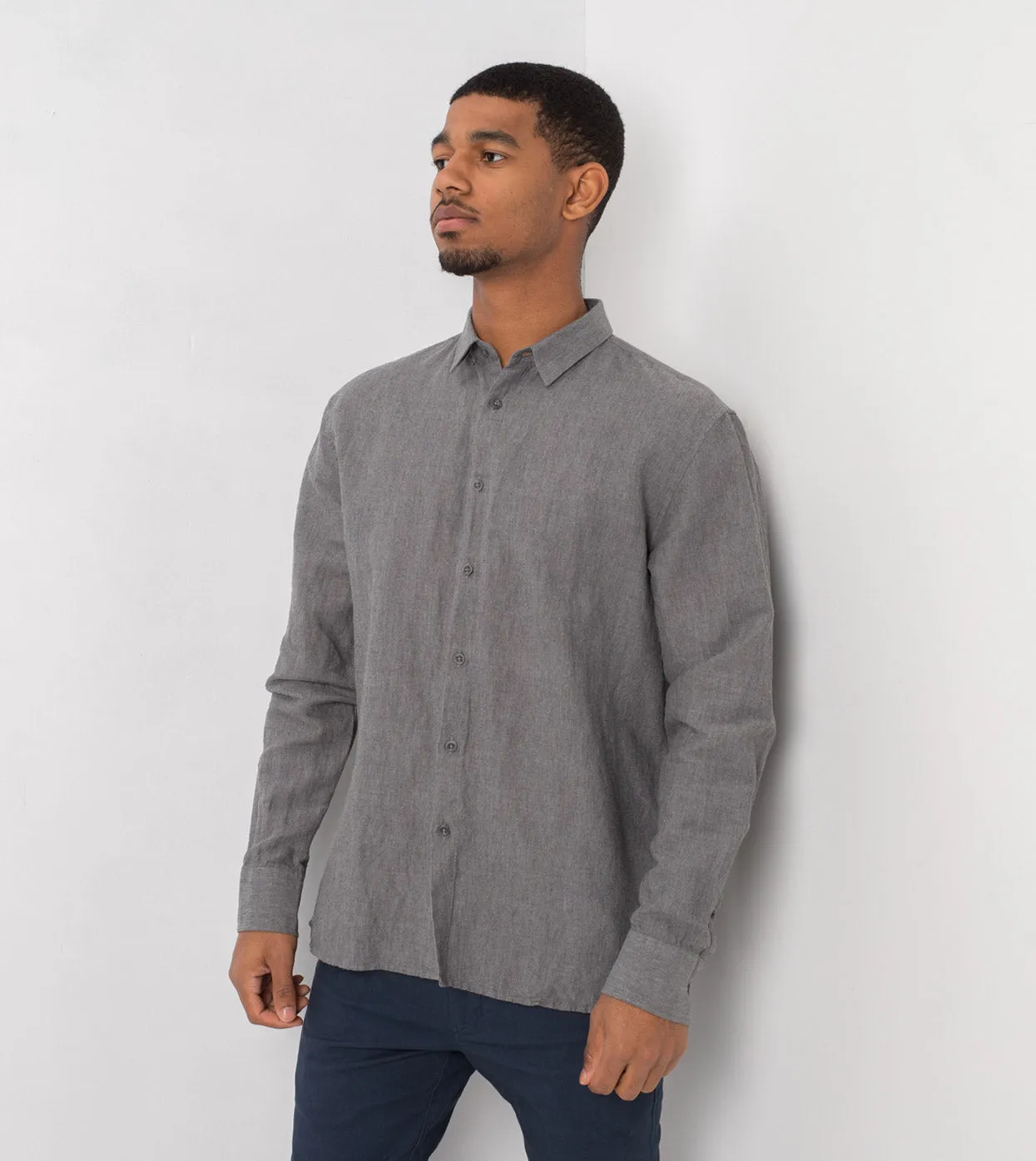 Linen LS Shirt Grey Marle