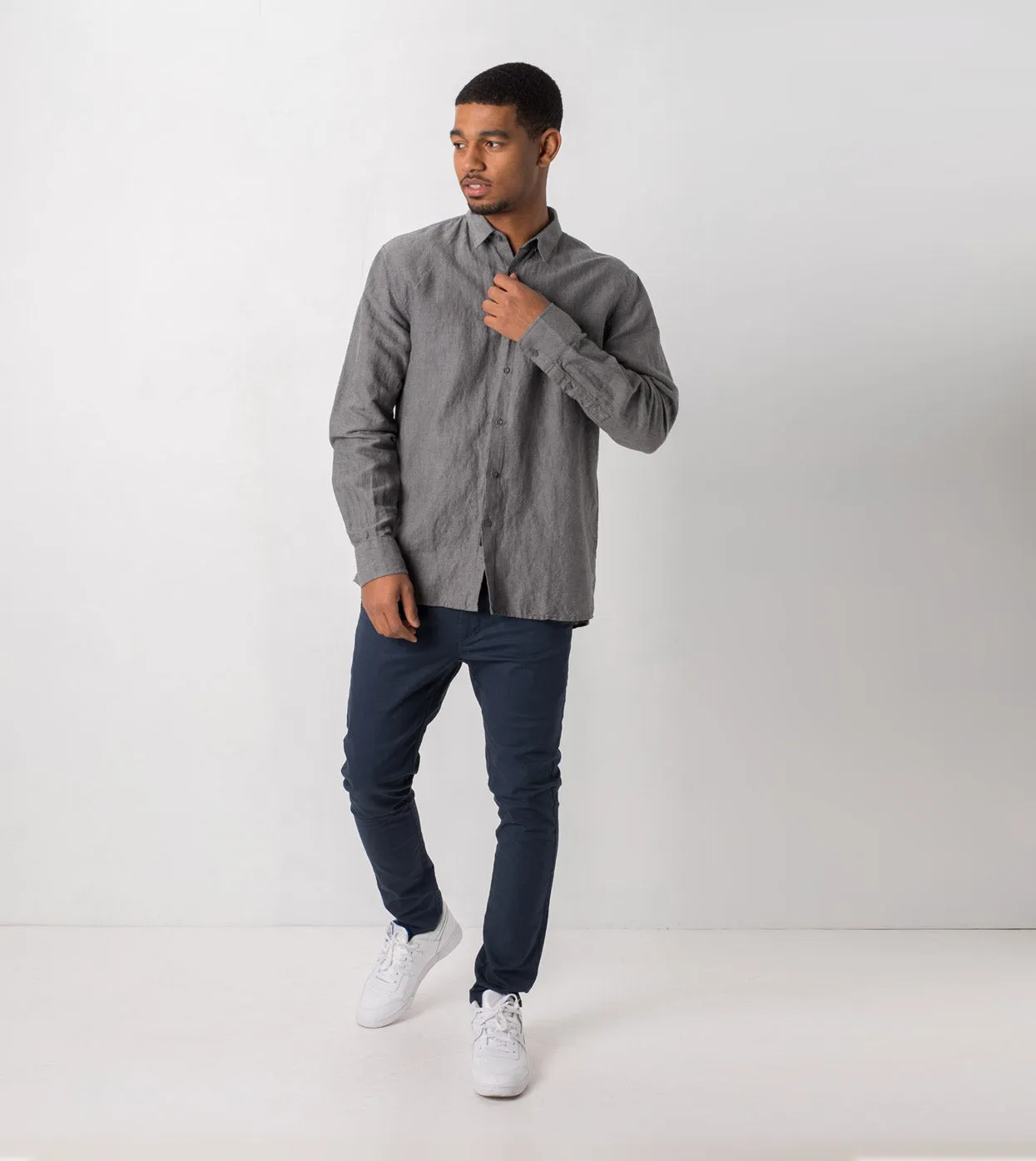 Linen LS Shirt Grey Marle