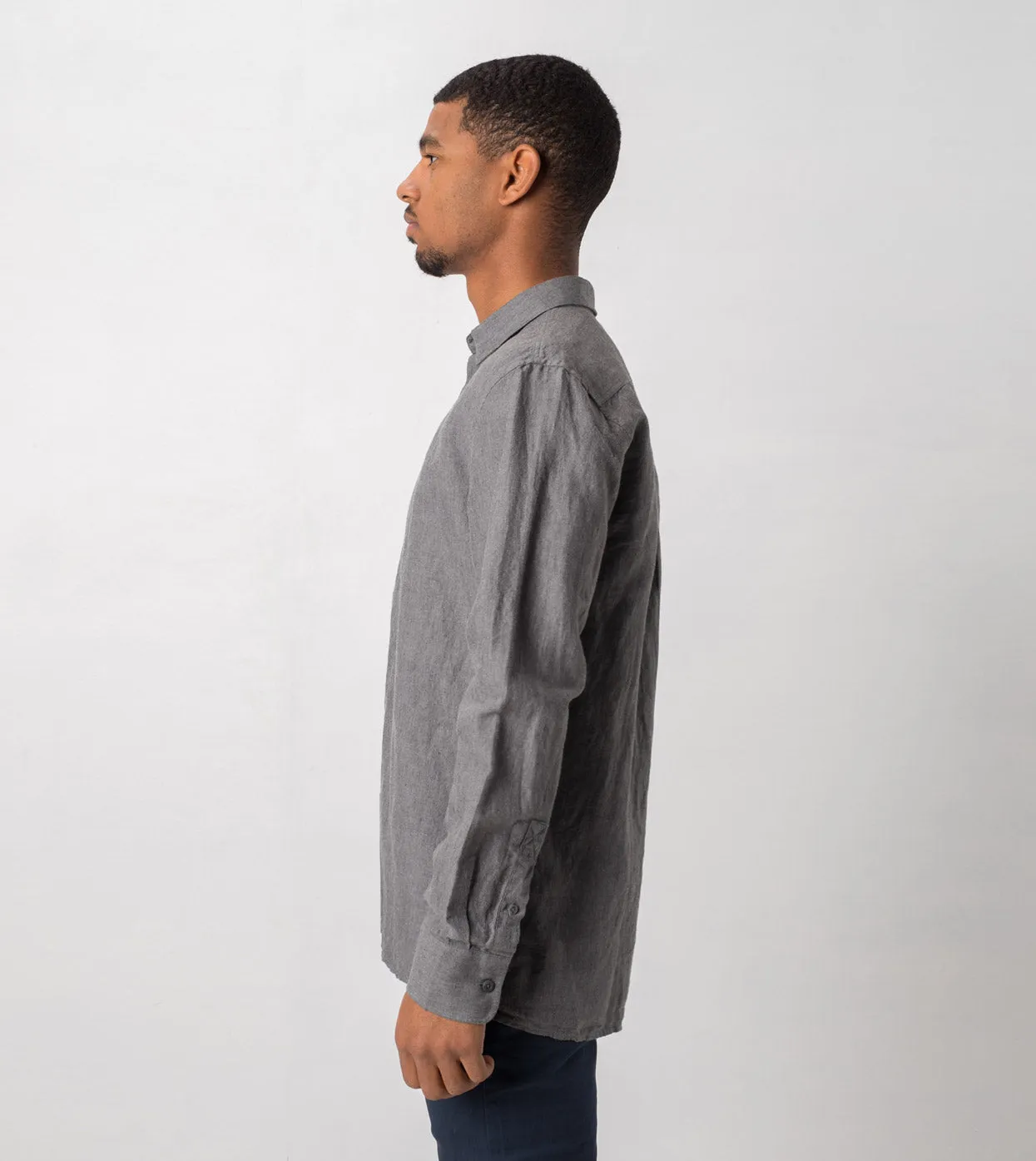 Linen LS Shirt Grey Marle