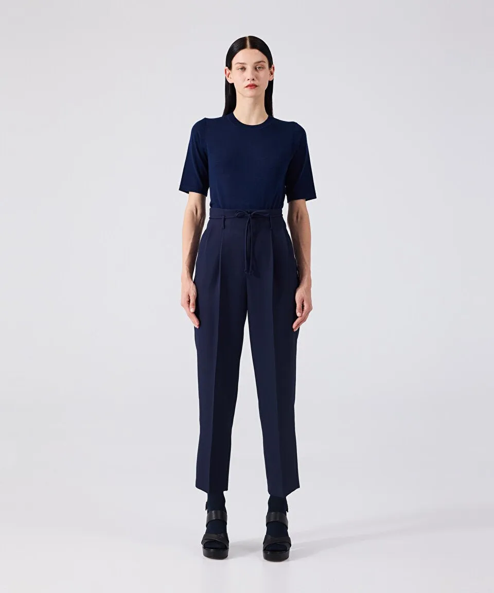 Machka Cigarette Fit Wool Trousers Navy