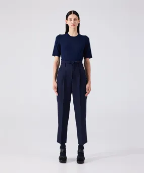 Machka Cigarette Fit Wool Trousers Navy