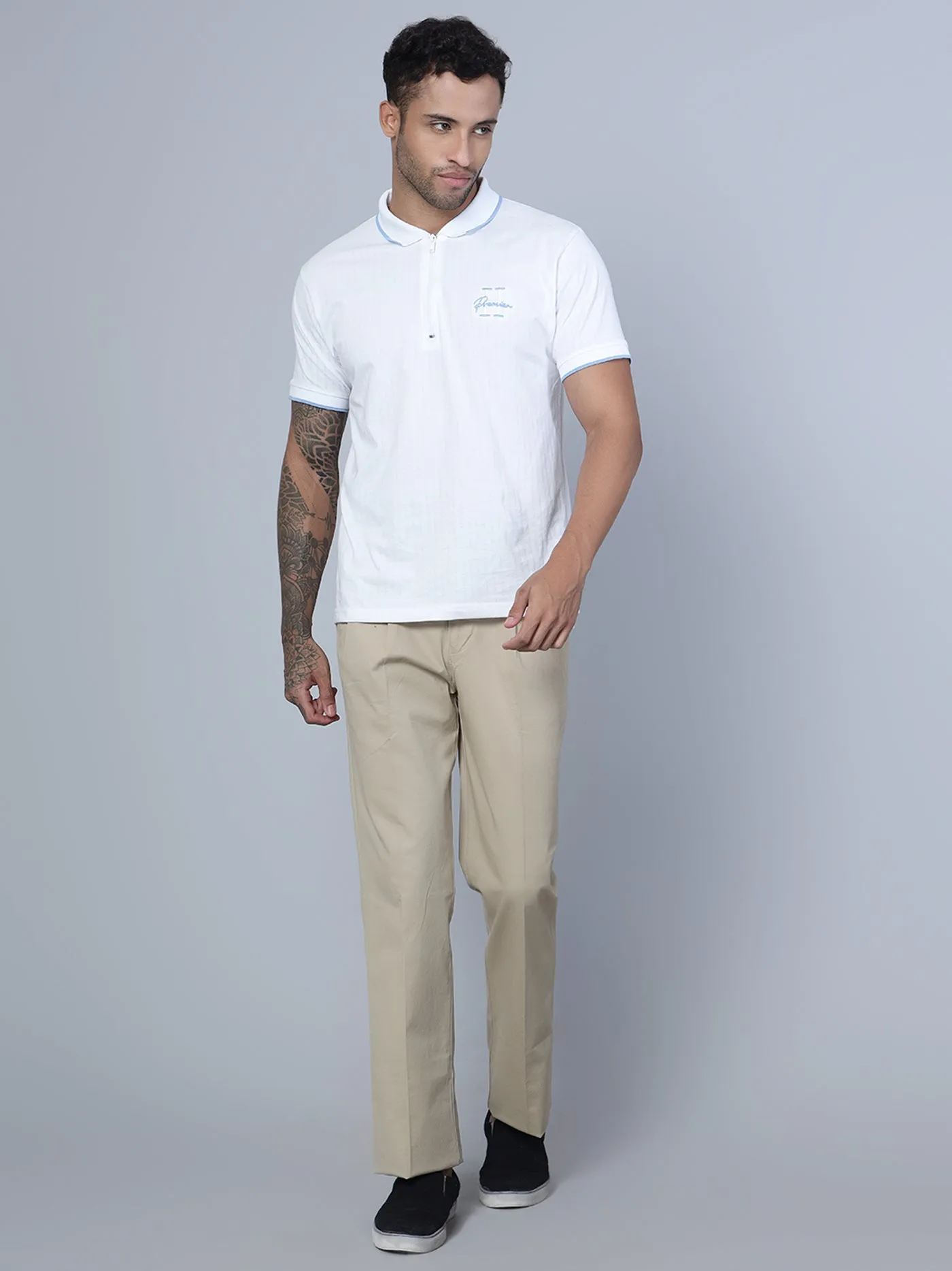 Men's Casual Pleated front Fawn  Trousers