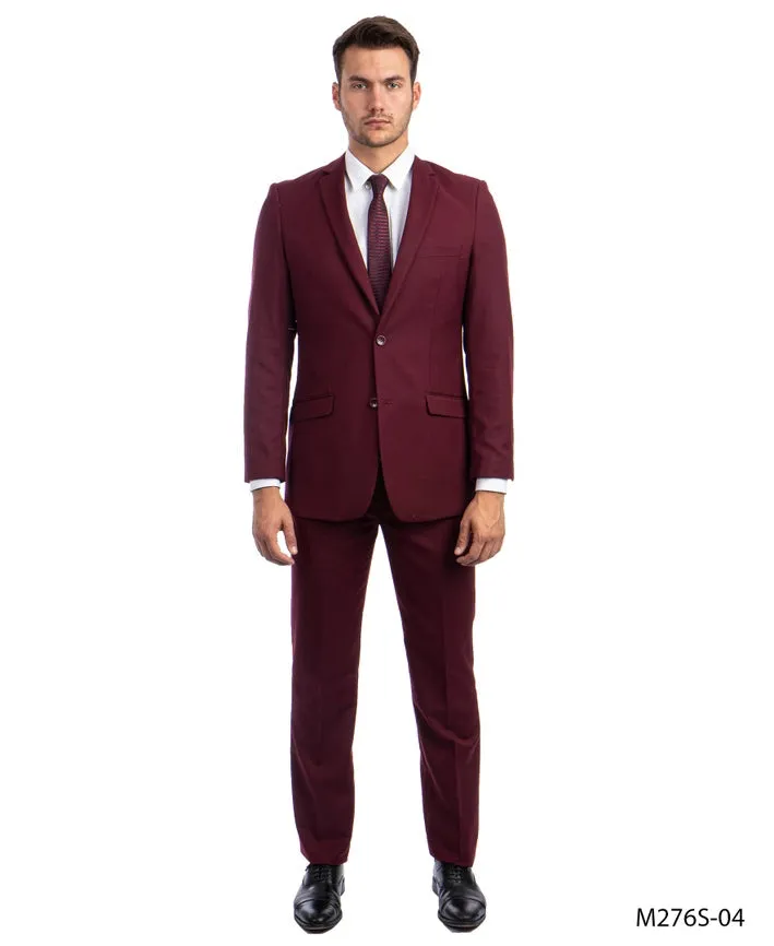 Mens Suit 2PC- Slim Fit Coat & Trousers, Burgundy