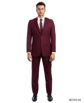 Mens Suit 2PC- Slim Fit Coat & Trousers, Burgundy