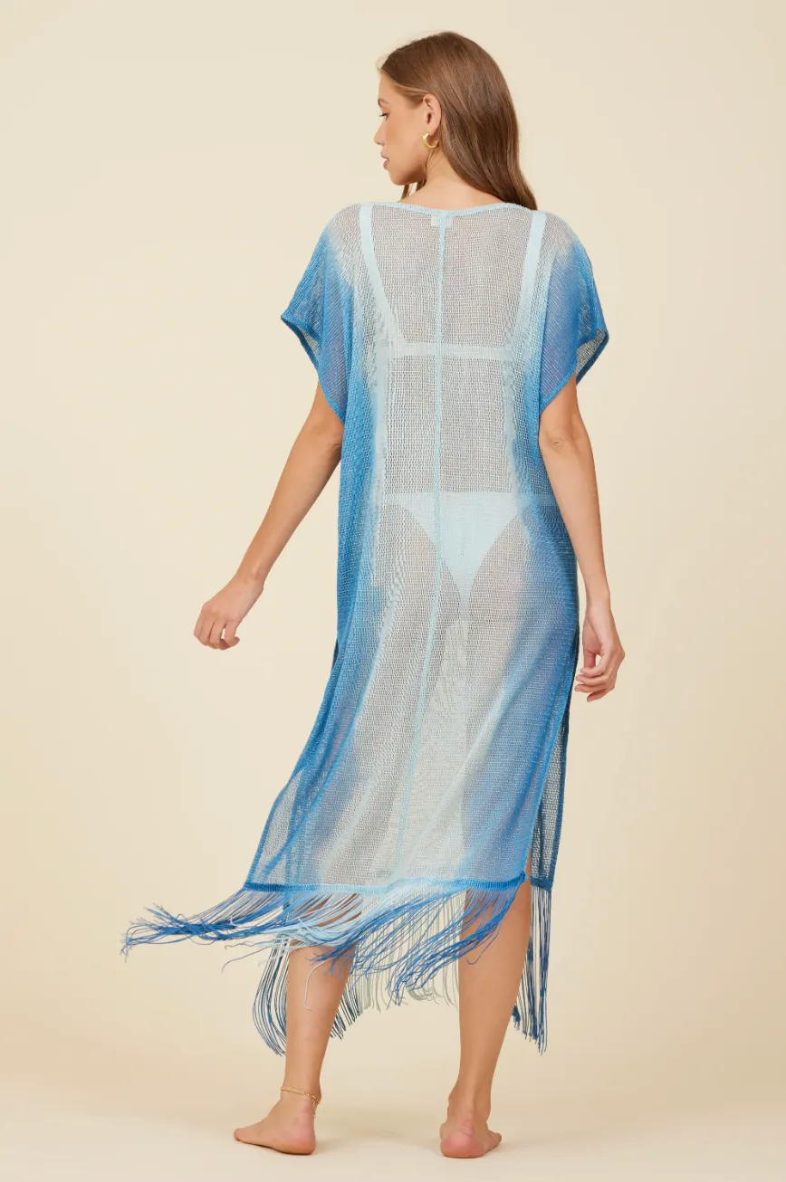 Metallic Mesh Knit Cover Up in Blue