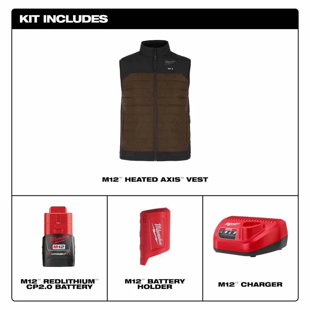 Milwaukee M300N-21 M12 Heated Brown Axis Vest Kit